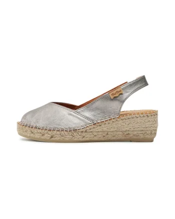Espadrile dama,  773589, Piele naturala, Argintiu