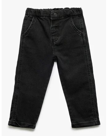 Blugi cu model uni si buzunare, Negru stins