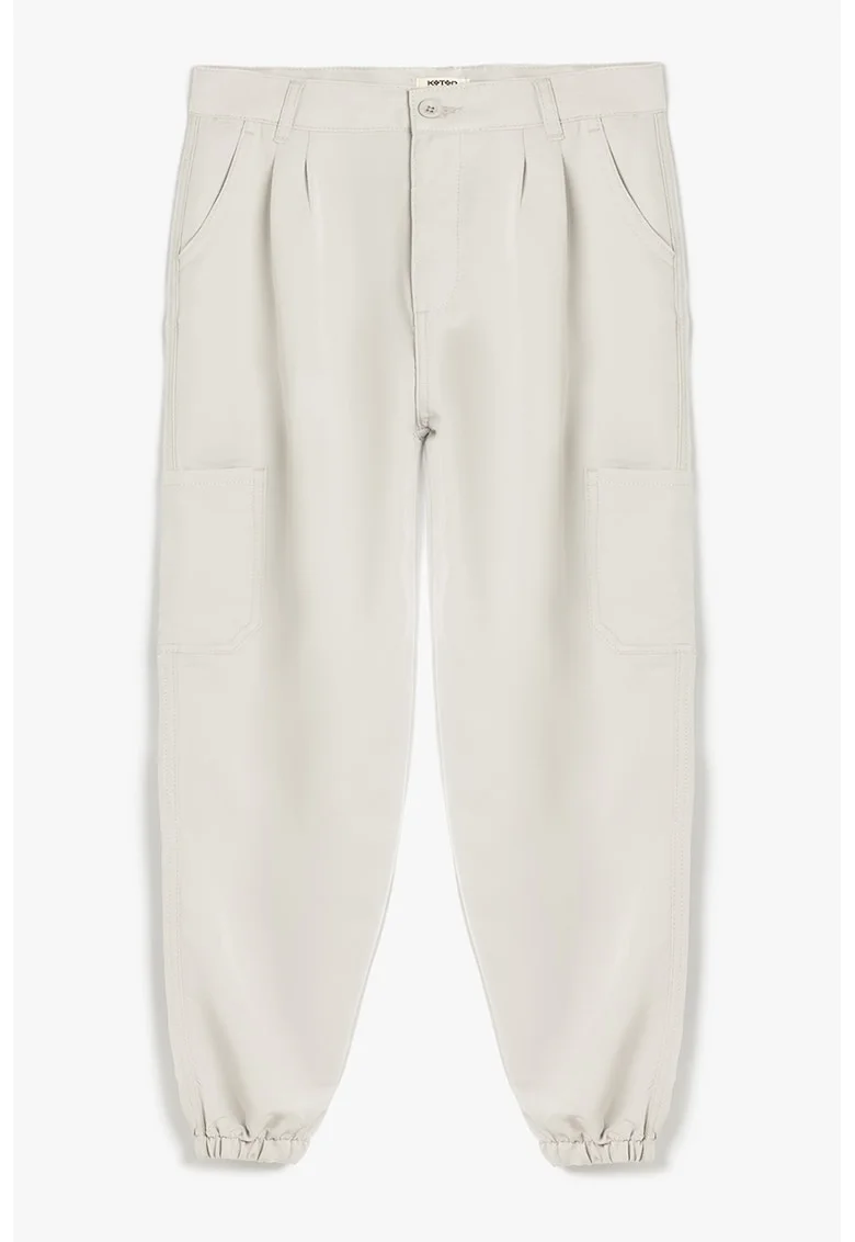 Pantaloni cargo din amestec de modal, Alb murdar