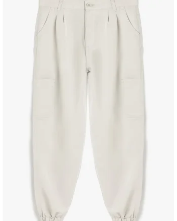 Pantaloni cargo din amestec de modal, Alb murdar