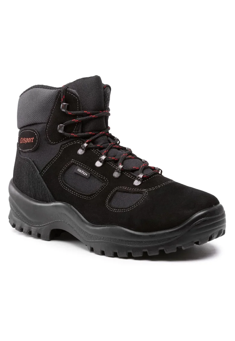 Pantofi trekking barbati,  209128208, Piele naturala, Negru, Negru