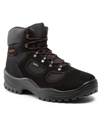 Pantofi trekking barbati,  209128208, Piele naturala, Negru, Negru