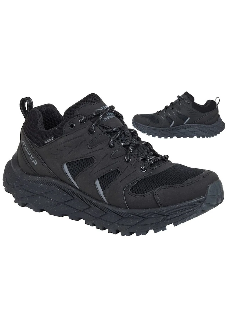 Pantofi trekking barbati,  Piele/Plasa, Negru32`4, Negru