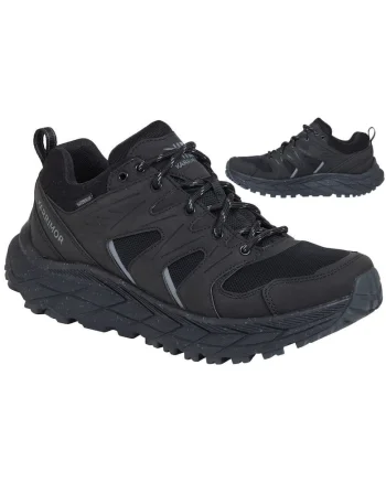 Pantofi trekking barbati,  Piele/Plasa, Negru32`4, Negru