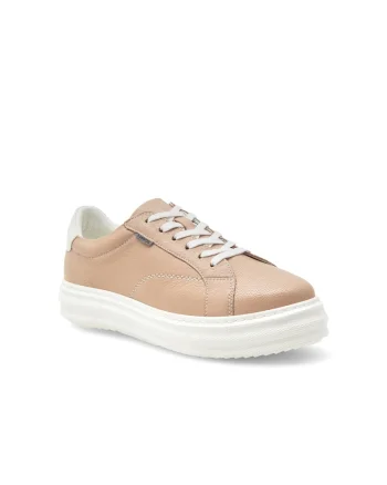 Pantofi sport dama,  383154, Piele naturala, Bej