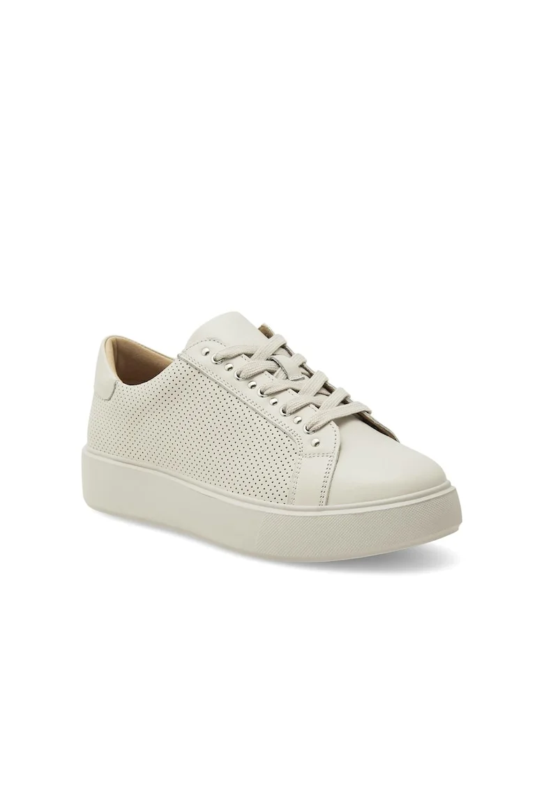 Pantofi sport dama,  349235, Piele naturala, Bej