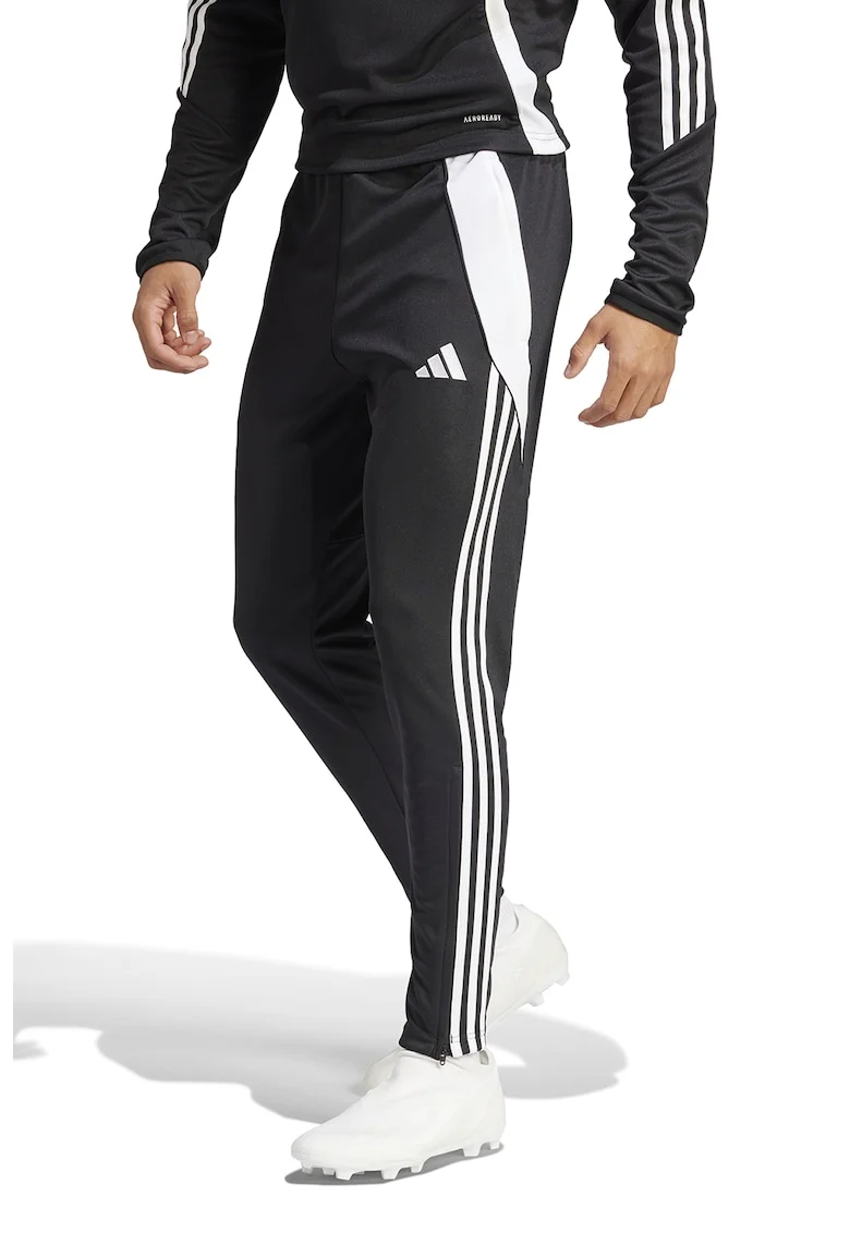 Pantaloni slim fit pentru fotbal Tiro24, Alb/Negru