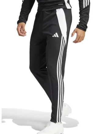 Pantaloni slim fit pentru fotbal Tiro24, Alb/Negru