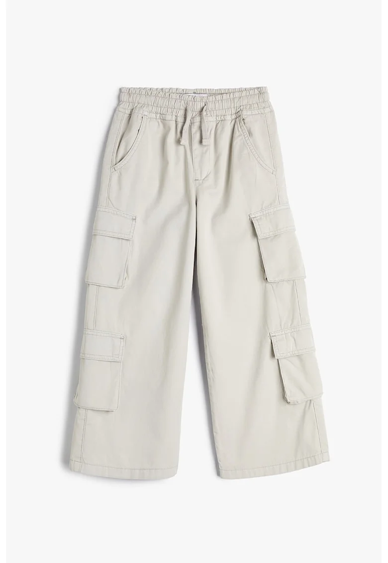 Pantaloni cargo cu talie elastica, Gri deschis