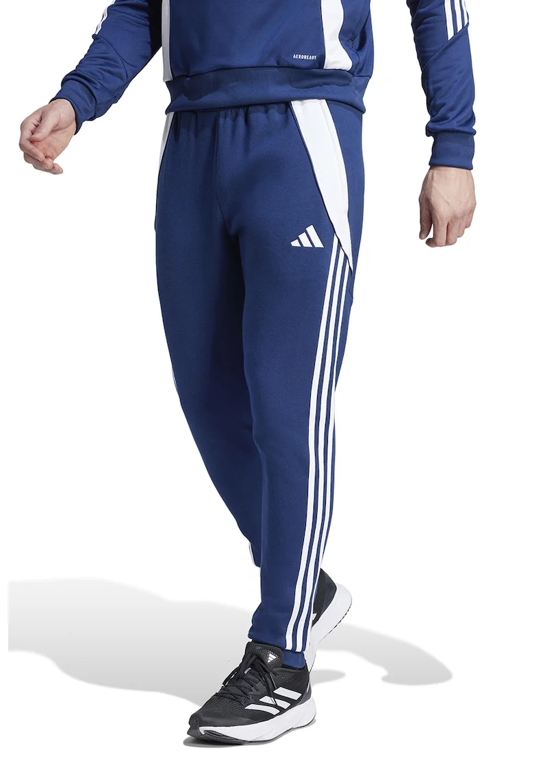 Pantaloni Tiro 24 pentru fotbal, Albastru inchis/Alb optic
