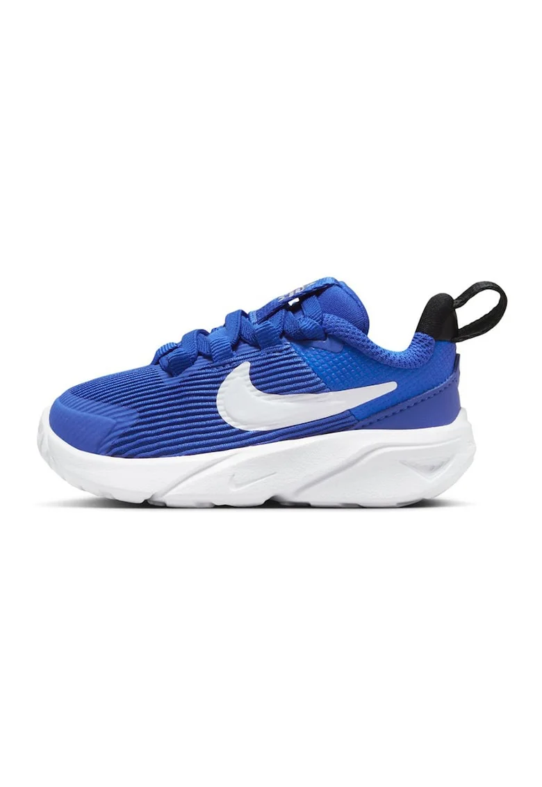 Pantofi cu insertii sintetice, pentru alergare Star Runner 4, Negru/Albastru indigo/Alb murdar