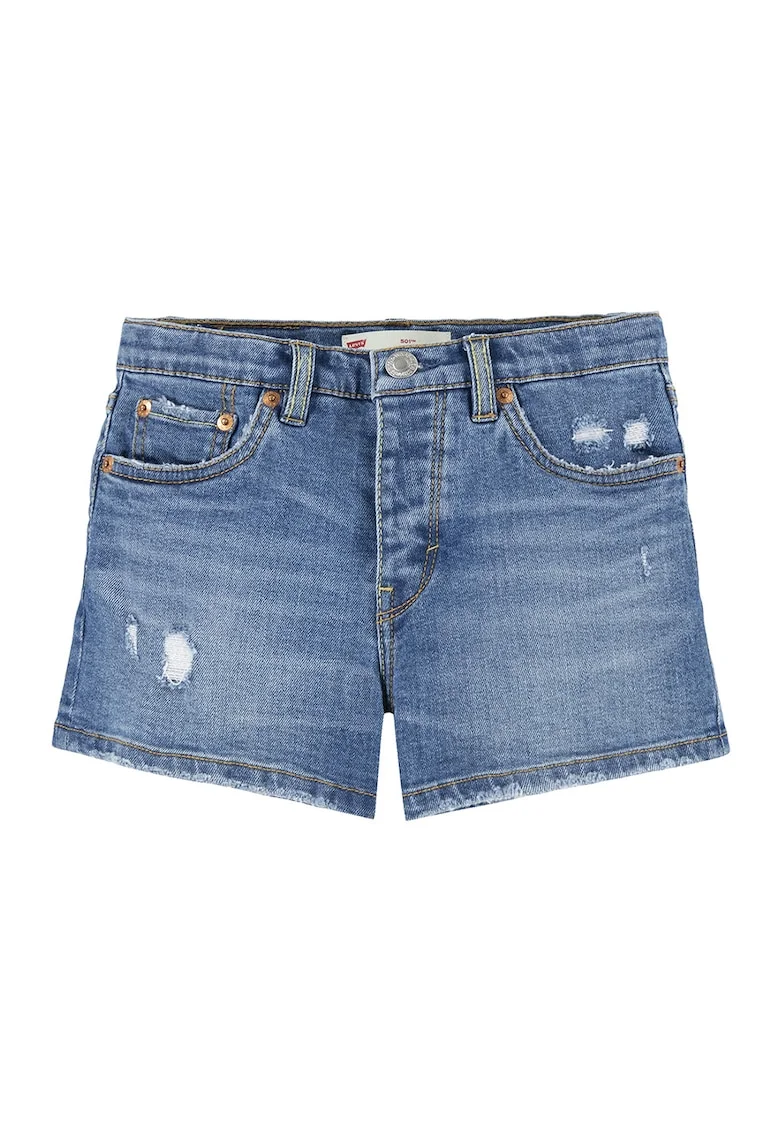 Pantaloni scurti de denim cu detalii cu aspect deteriorat 501
