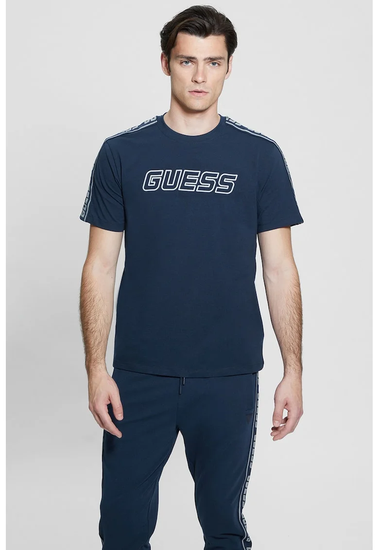 Tricou cu decolteu rotund pentru fitness, Bleumarin