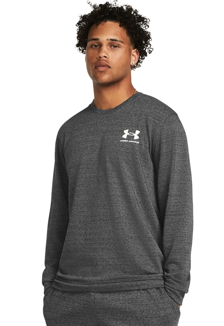 Bluza de trening cu logo, pentru fitness Rival, Gri inchis melange
