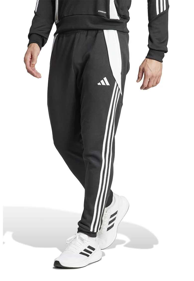 Pantaloni Tiro 24 pentru fotbal, Alb/Negru