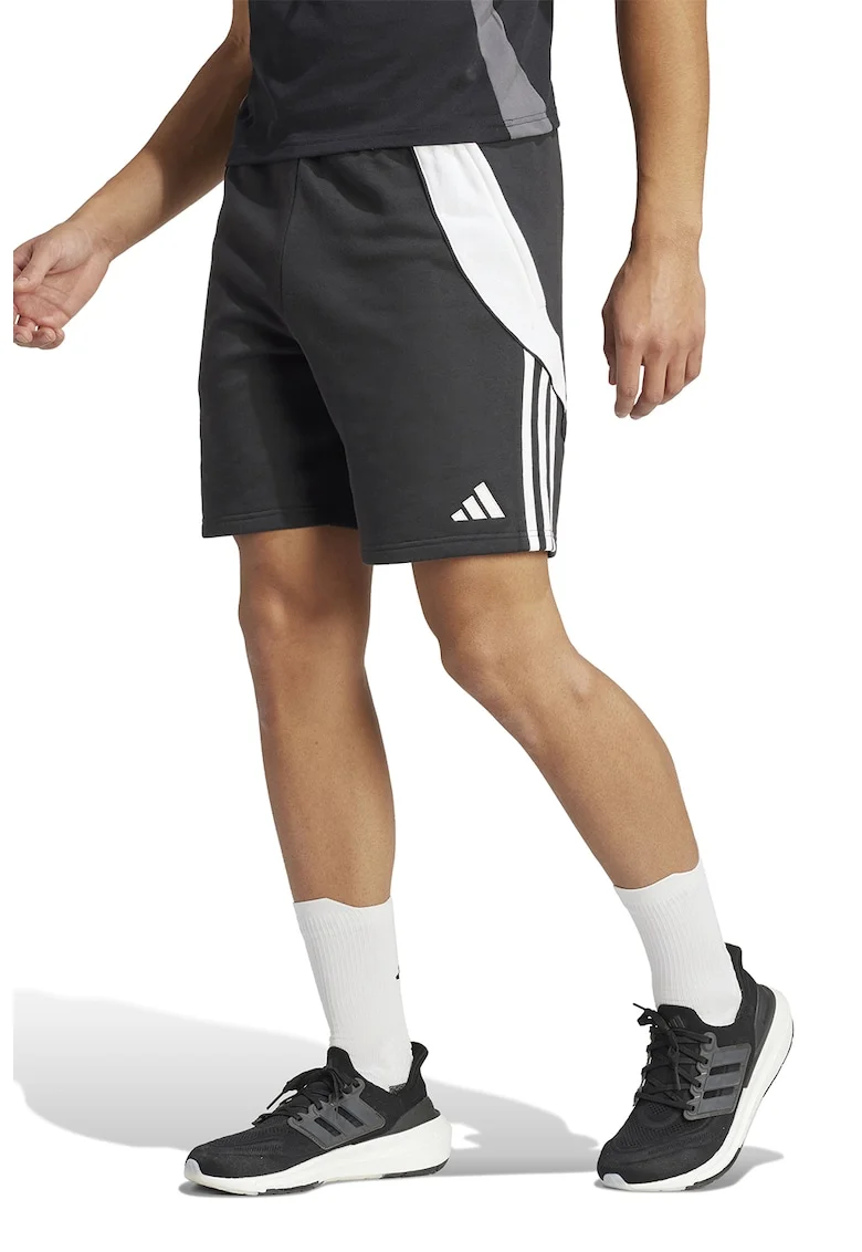 Pantaloni scurti din amestec de bumbac pentru fotbal TIRO24, Alb/Negru
