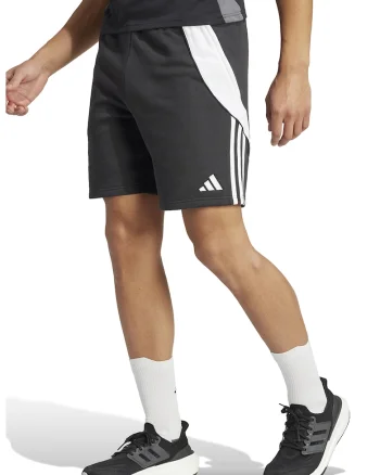 Pantaloni scurti din amestec de bumbac pentru fotbal TIRO24, Alb/Negru