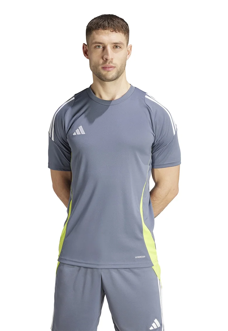 Tricou slim fit pentru fotbal TIRO24, Gri carbune