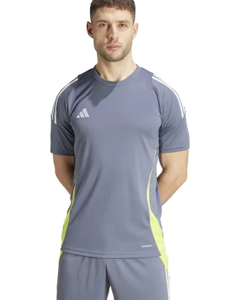 Tricou slim fit pentru fotbal TIRO24, Gri carbune