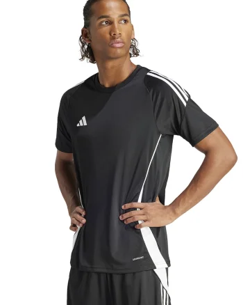 Tricou slim fit pentru fotbal TIRO24, Alb/Negru