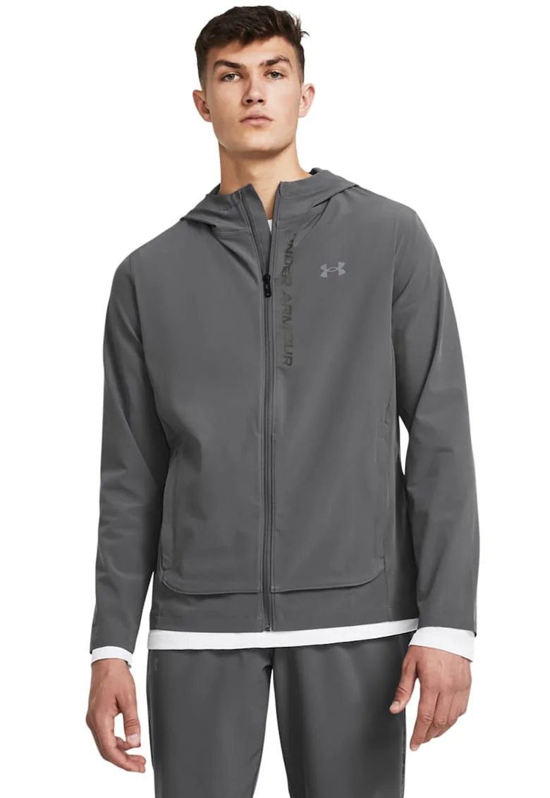 Jacheta slim fit pentru alergare OutRun The Storm, Gri inchis