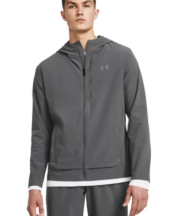 Jacheta slim fit pentru alergare OutRun The Storm, Gri inchis