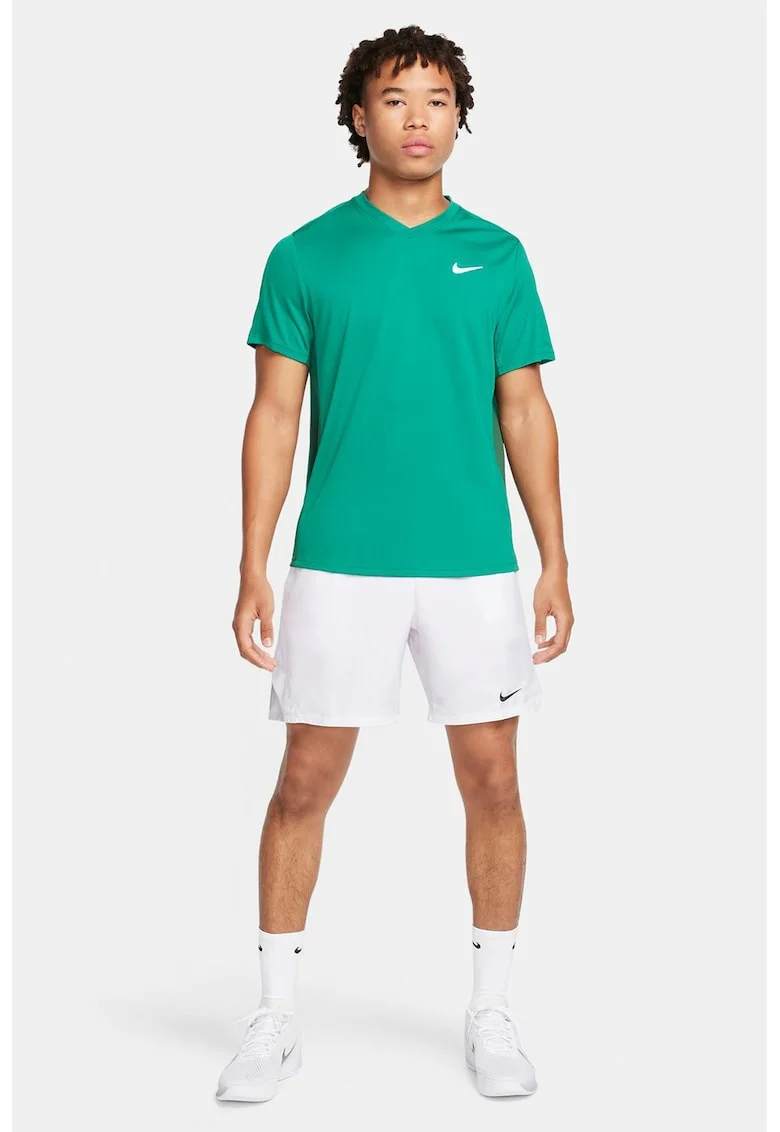Pantaloni scurti cu tehnologie Dri Fit pentru tenis Court Victory, Negru/Alb optic