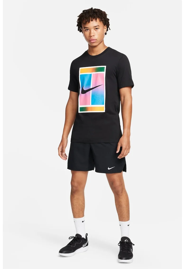 Pantaloni scurti cu tehnologie Dri Fit pentru tenis Court Victory, Alb/Negru stins