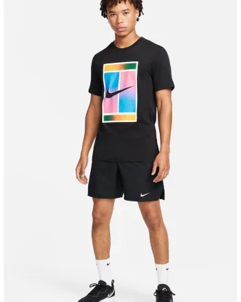 Pantaloni scurti cu tehnologie Dri Fit pentru tenis Court Victory, Alb/Negru stins