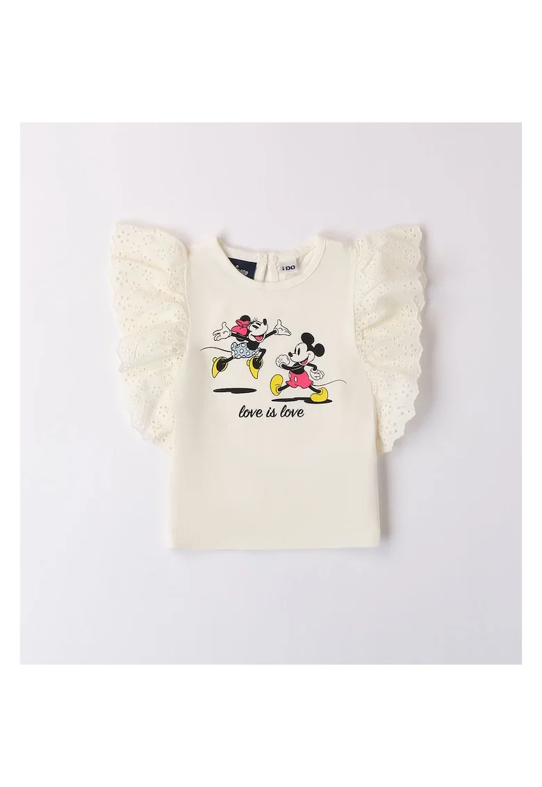 Tricou cu imprimeu Minnie si Mickey Mouse pentru fete,  4.8737, Crem, Crem