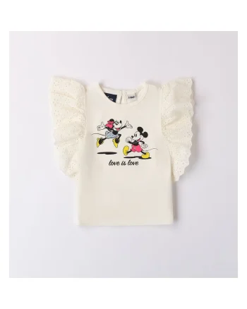 Tricou cu imprimeu Minnie si Mickey Mouse pentru fete,  4.8737, Crem, Crem
