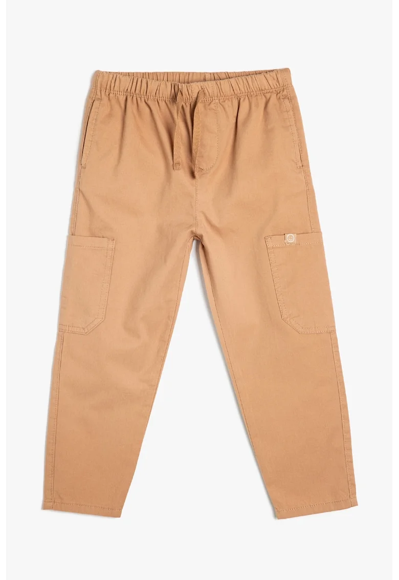 Pantaloni de bumbac cu snur in talie, Maro