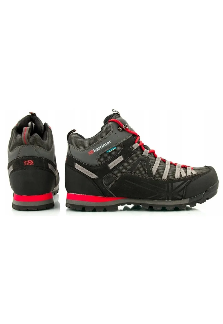 Pantofi trekking barbati,  Piele/plastic, Negru/rosu