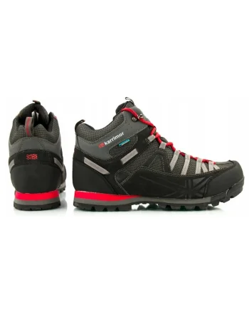 Pantofi trekking barbati,  Piele/plastic, Negru/rosu