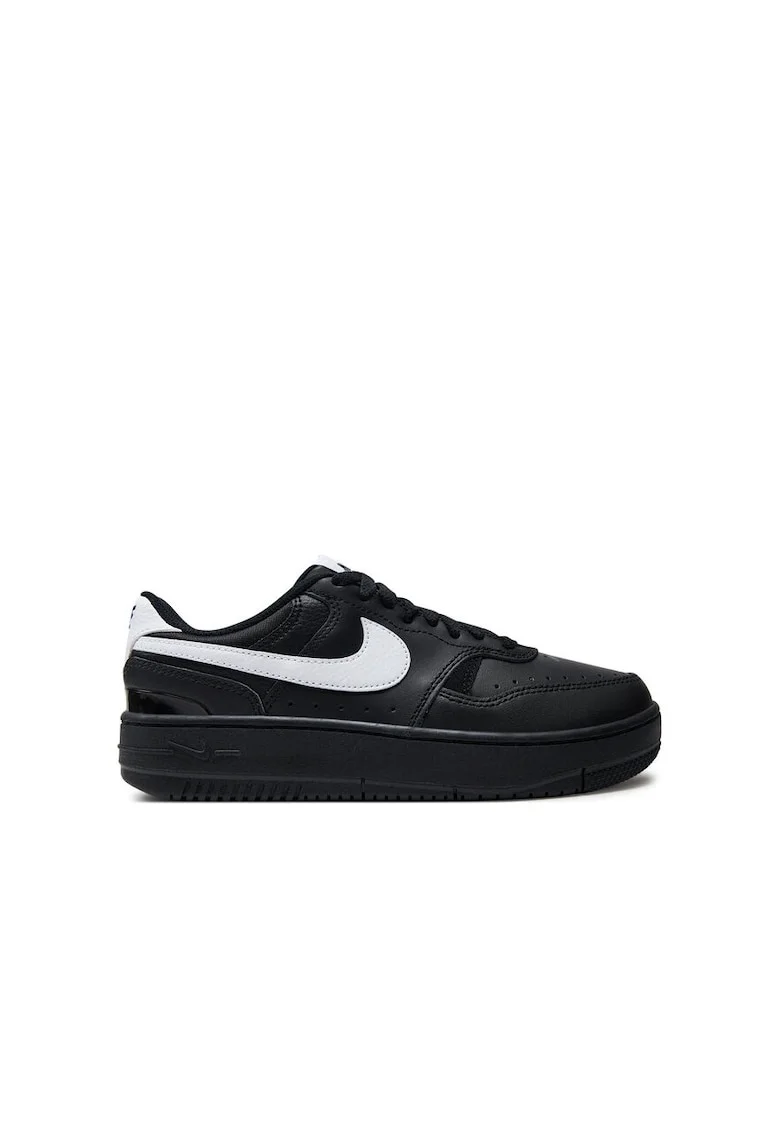 Pantofi sport de piele cu siret si logo, Negru