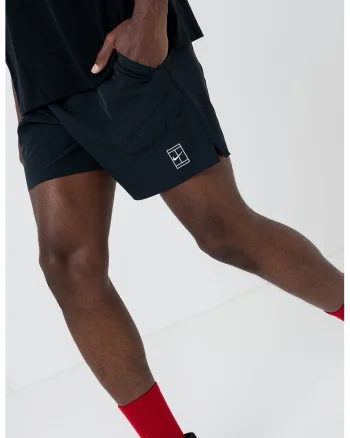 Pantaloni scurti cu banda elastica in talie si buzunare laterale, Negru