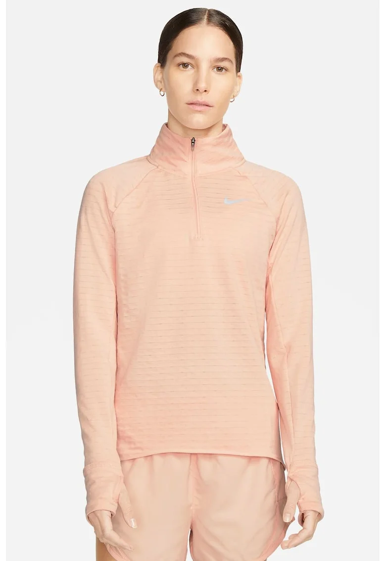 Bluza cu tehnologie Therma-Fit si fermoar pentru alergare Element Therma-Fit, Piersica