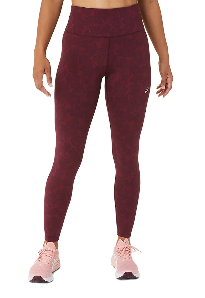 Colanti din material jacquard cu talie inalta pentru alergare, Visiniu