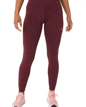 Colanti din material jacquard cu talie inalta pentru alergare, Visiniu