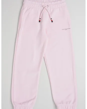Pantaloni de trening din amestec de bumbac cu snur ajustabil, Roz pastel