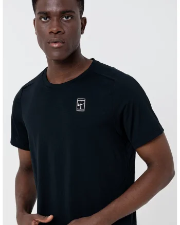 Tricou cu decolteu rotund, pentru tenis, Negru