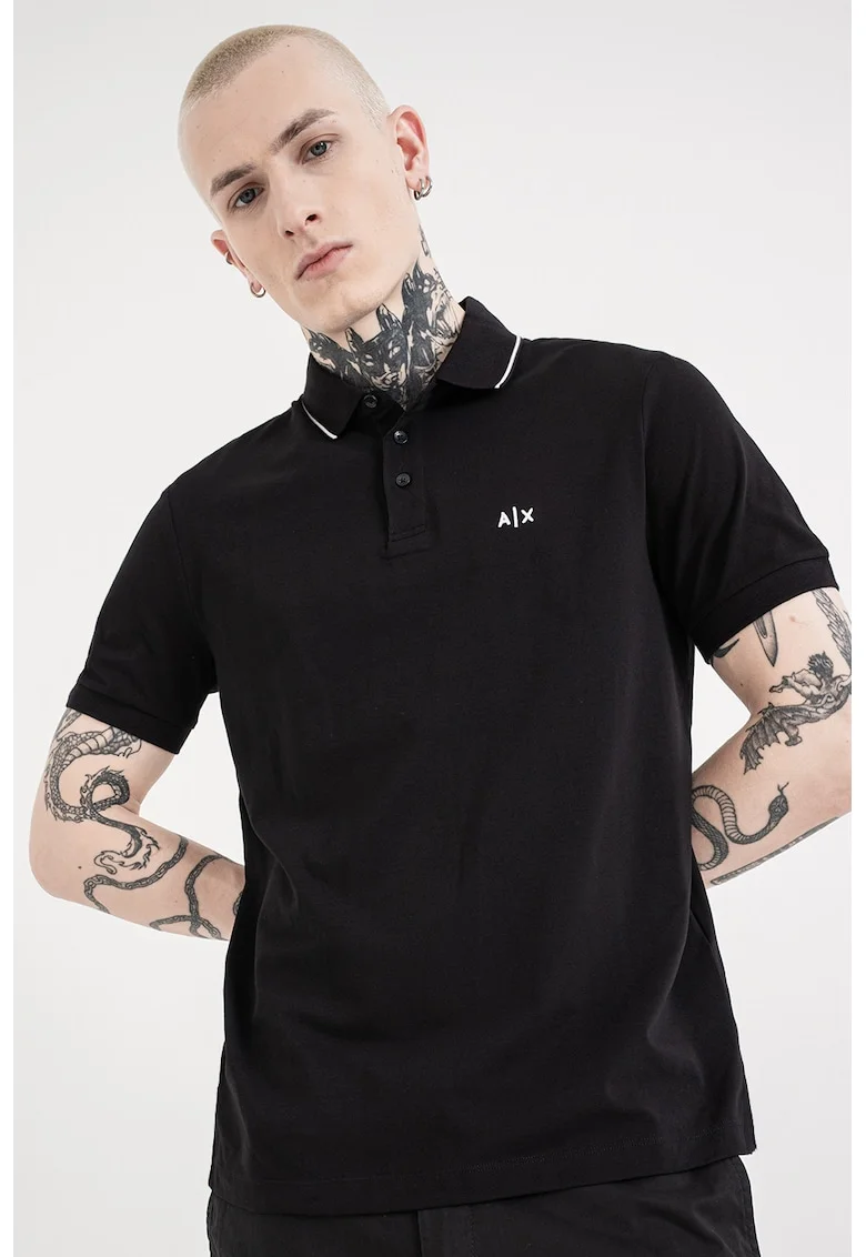 Tricou polo slim fit, Negru