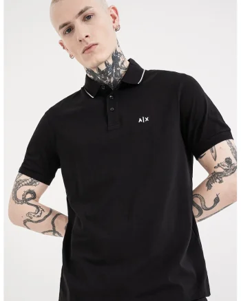 Tricou polo slim fit, Negru