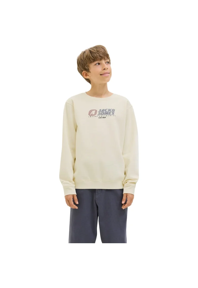 Bluza JACK &JONES Tier Print Crew SN JNR 47704, Bej