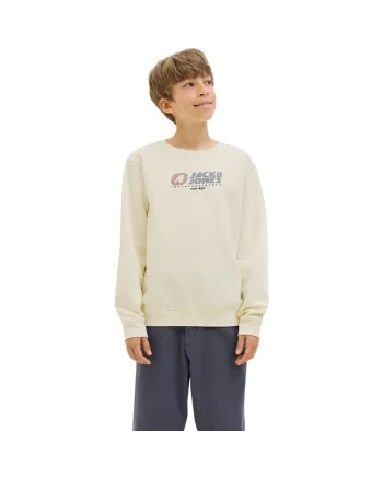 Bluza JACK &JONES Tier Print Crew SN JNR 47704, Bej