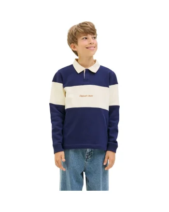 Bluza JACK &JONES Norrebro Blocking Sweat Polo JNR 47719, Bej/Albastru