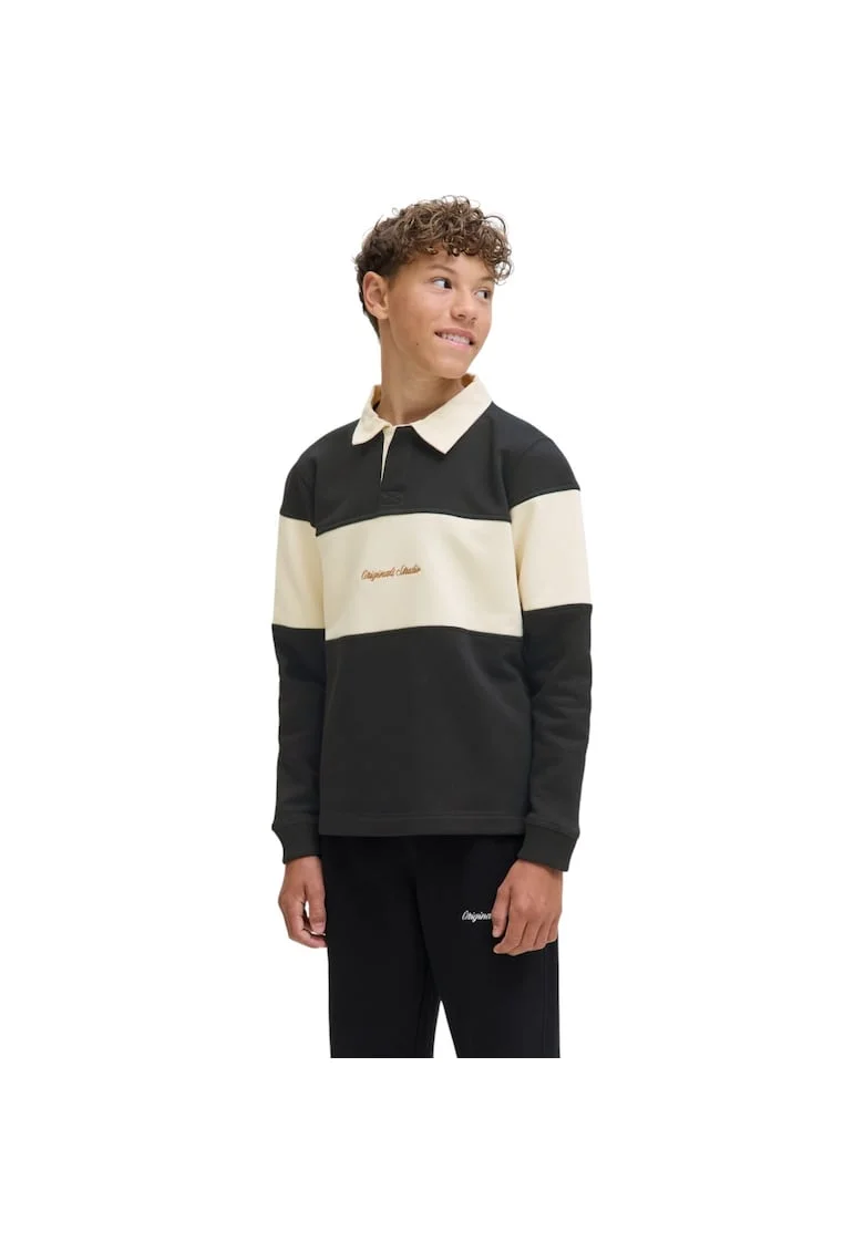 Bluza JACK &JONES Norrebro Blocking Sweat Polo JNR 47714, Negru