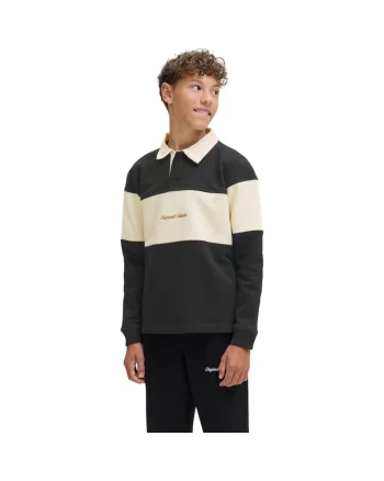 Bluza JACK &JONES Norrebro Blocking Sweat Polo JNR 47714, Negru