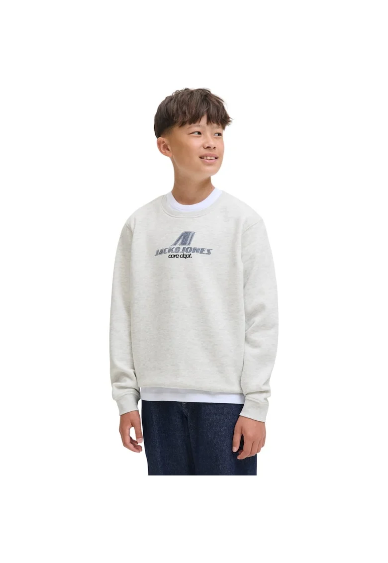 Bluza JACK &JONES Tier Print Crew SN JNR 47709, Alb