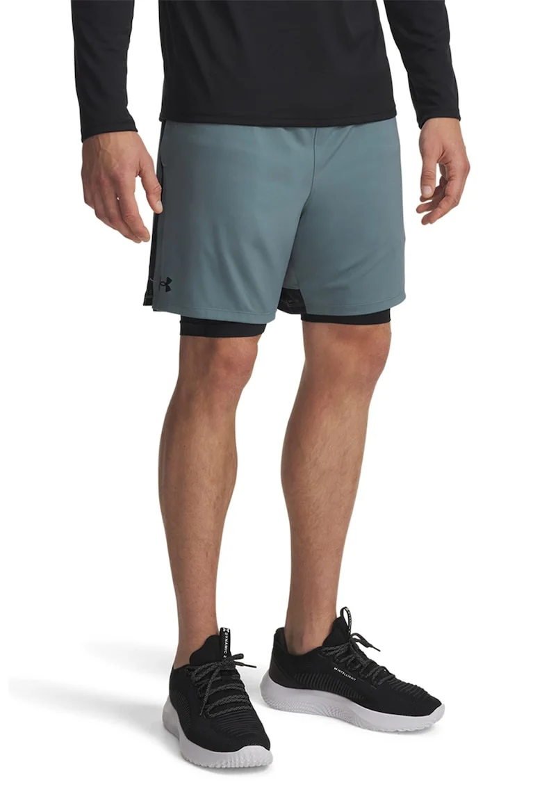 Pantaloni scurti pentru fitness Tech Vent, Negru/Albastru prafuit